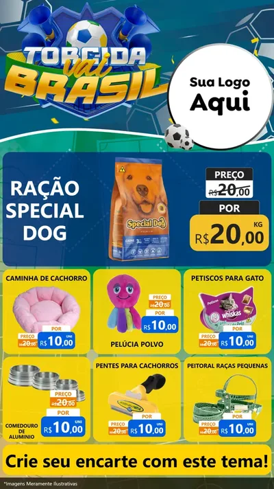 Modelo de Rede Social para Stories com o tema Torcida Vai Brasil - Copa para Pet Shop