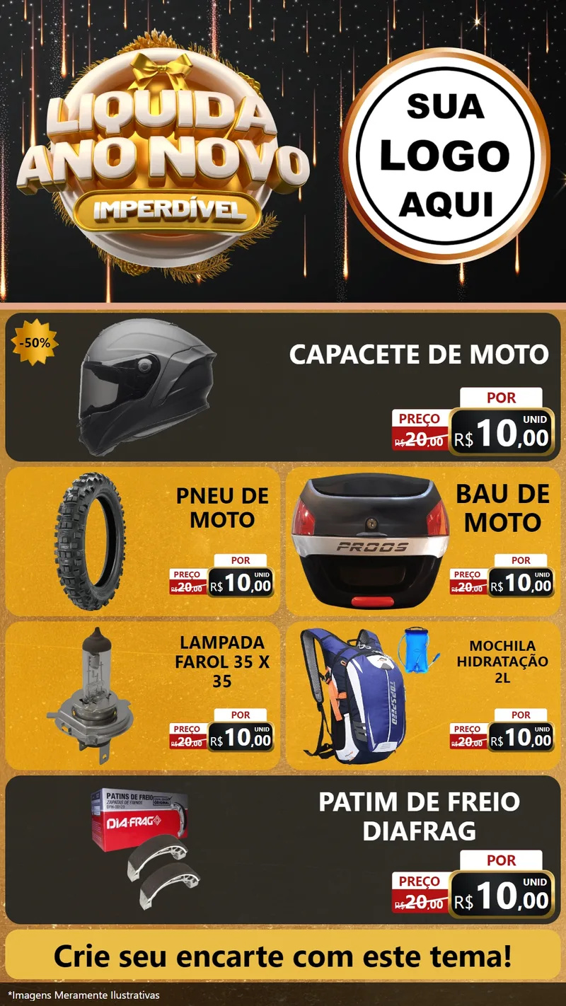 Modelo de TV para TV Vertical com o tema Liquida Ano Novo Imperdível para Moto peças