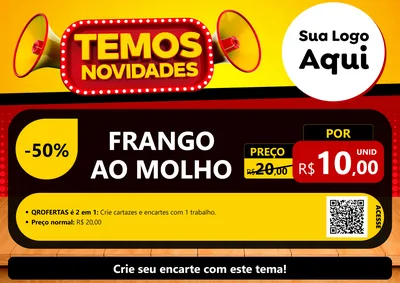 Modelo de Cartaz para Cartaz A4 Horizontal com o tema Temos Novidades para Restaurante
