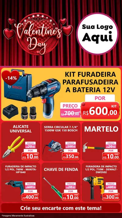 Modelo de Rede Social para Stories com o tema Valentine's Day para Maquinas e Ferramentas