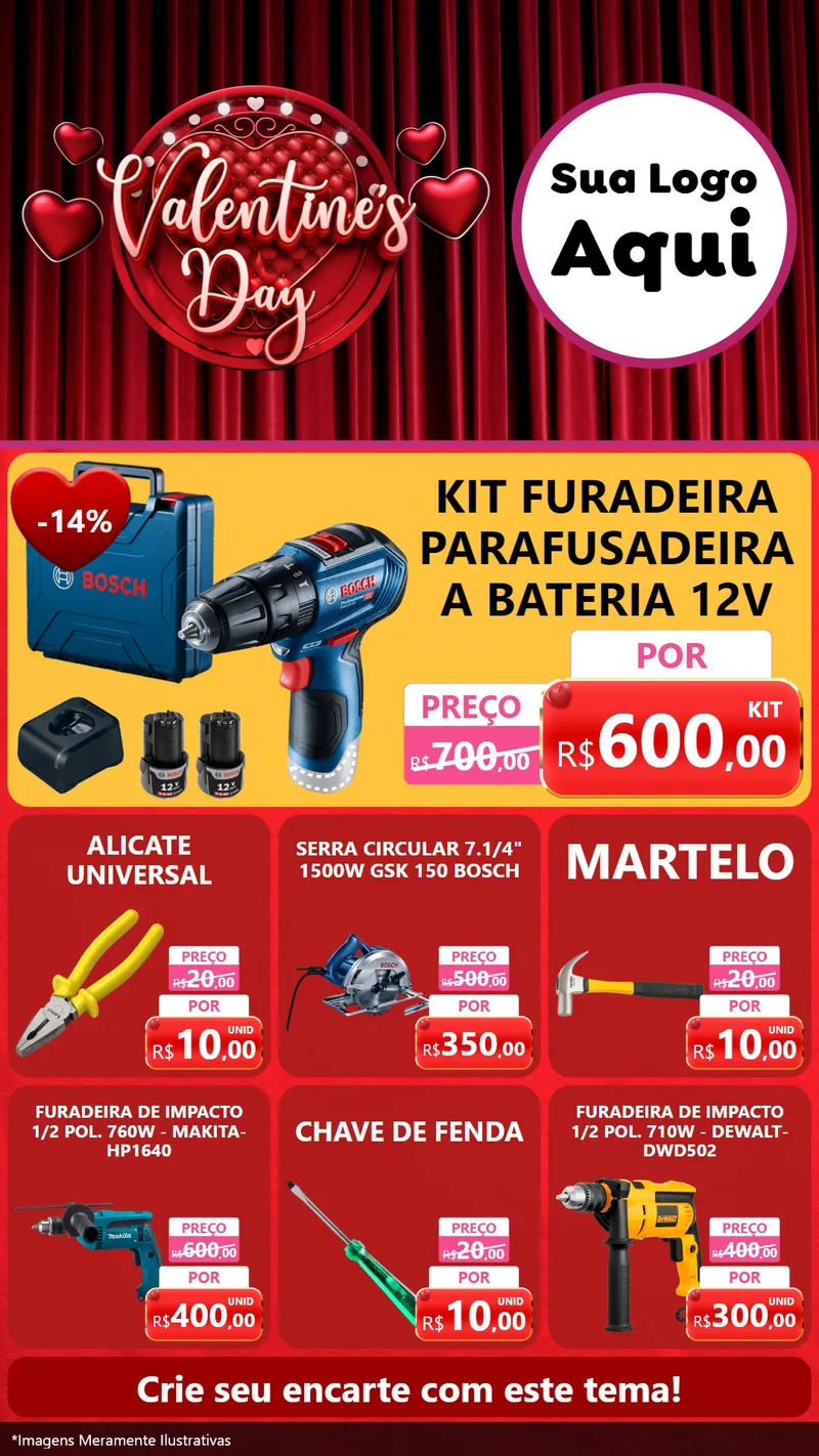 Modelo de Rede Social para Stories com o tema Valentine's Day para Maquinas e Ferramentas