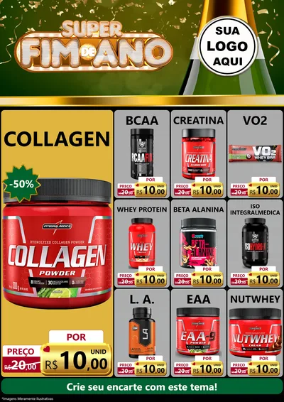 Modelo de Encarte para Encarte A4 Vertical com o tema Super Fim de Ano para Suplementos alimentares
