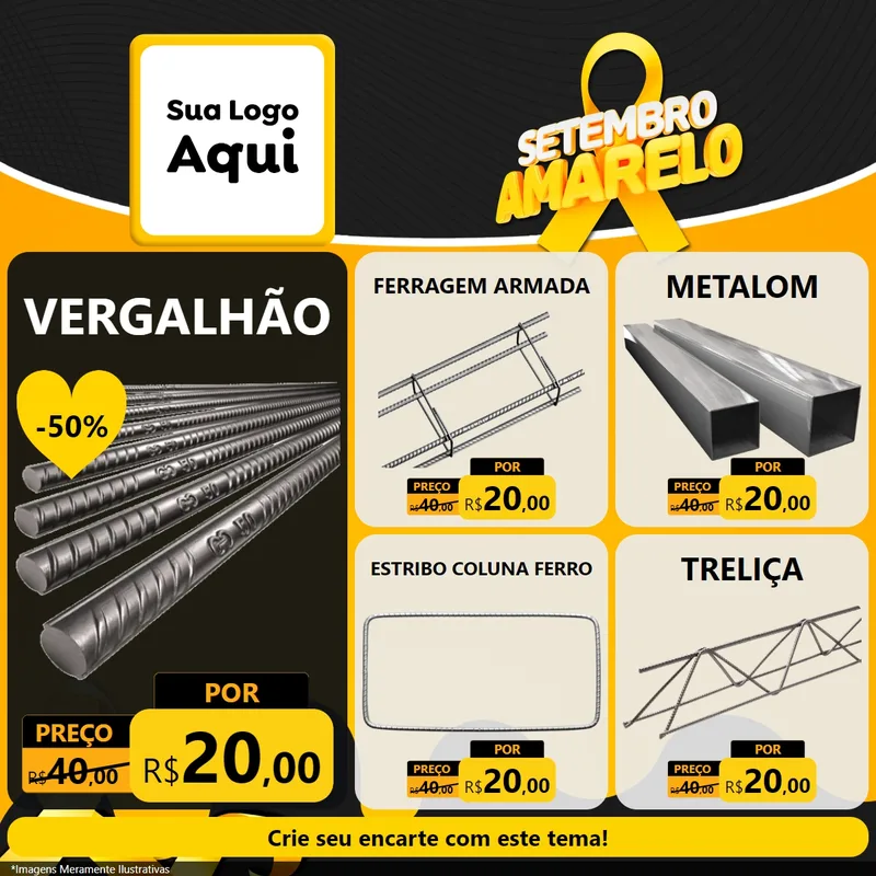 Modelo de Rede Social para Feed Facebook com o tema Setembro Amarelo para Ferragens