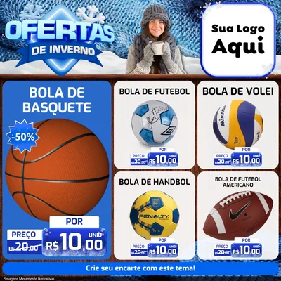 Modelo de Rede Social para Feed Facebook com o tema Ofertas de Inverno para Artigos Esportivos