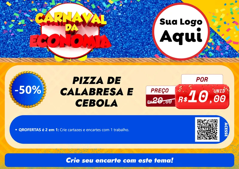Modelo de Cartaz para Cartaz A4 Horizontal com o tema Carnaval da Economia para Pizzaria
