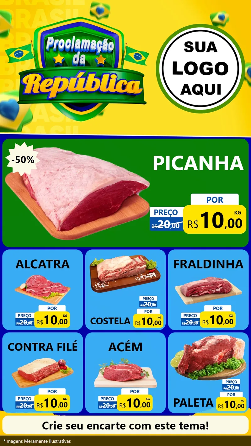 Modelo de Rede Social para Stories com o tema Proclamação da República para Açougue