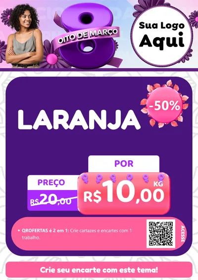 Modelo de Cartaz para Cartaz A4 Vertical com o tema Oito de Março - Dia da Mulher para Hortifrúti