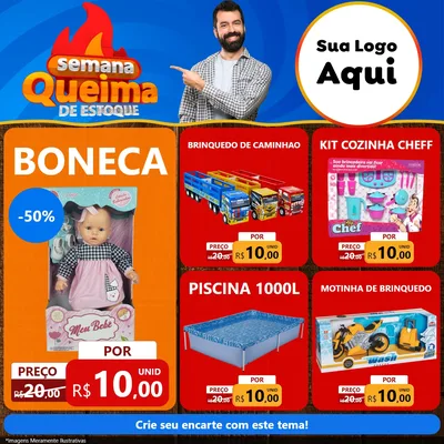 Modelo de Rede Social para Feed Facebook com o tema Semana Queima de Estoque para Brinquedos