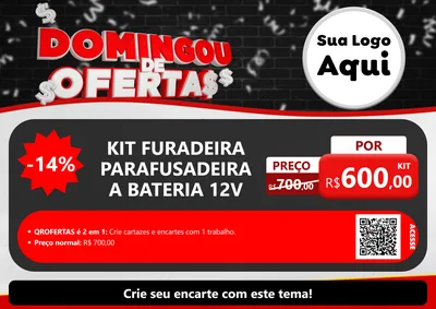 Modelo de Cartaz para Cartaz A4 Horizontal com o tema Domingou de Ofertas para Maquinas e Ferramentas