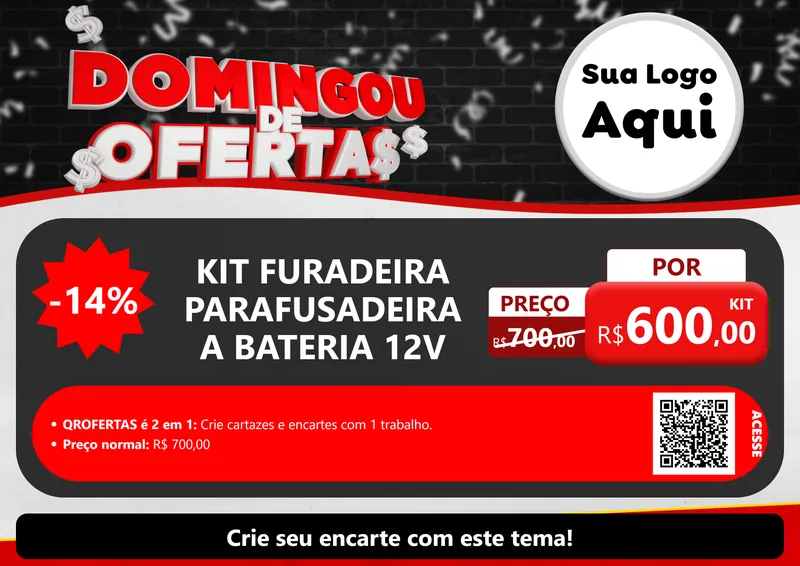 Modelo de Cartaz para Cartaz A4 Horizontal com o tema Domingou de Ofertas para Maquinas e Ferramentas