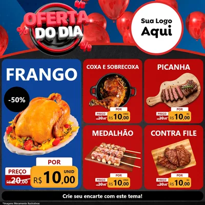 Modelo de Rede Social para Feed Facebook com o tema Oferta do Dia para Assados