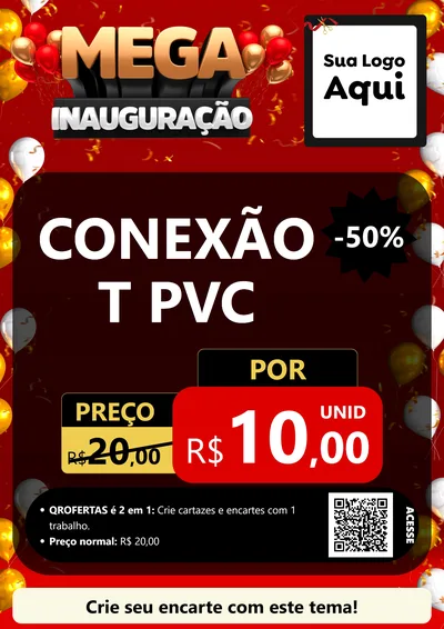 Modelo de Cartaz para Cartaz A4 Vertical com o tema Mega Inauguração para Tubos e conexões