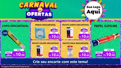 Modelo de TV para TV Horizontal com o tema Carnaval de Ofertas para Embalagens