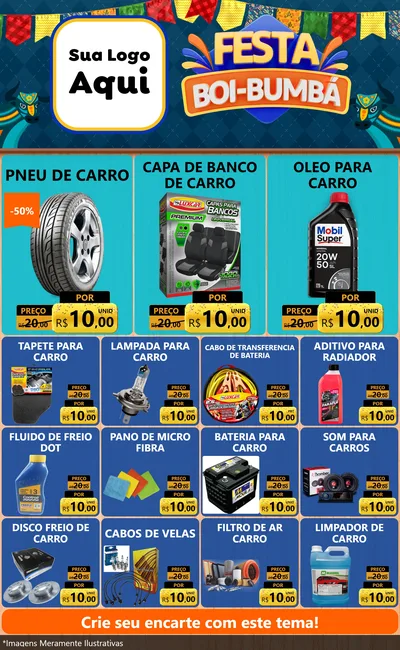 Modelo de Encarte para Encarte Grande com o tema Festa Boi Bumbá para Auto peças