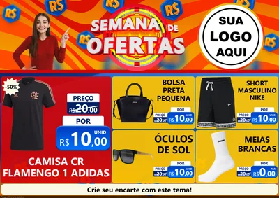 Modelo de Encarte para Encarte A4 Horizontal com o tema Semana de Ofertas para Roupas e acessórios
