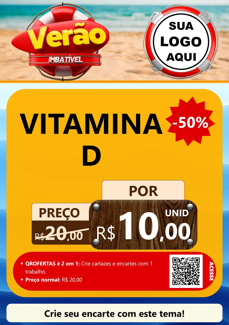 Modelo de Cartaz para Cartaz A4 Vertical com o tema Verão Imbatível para Farmácia