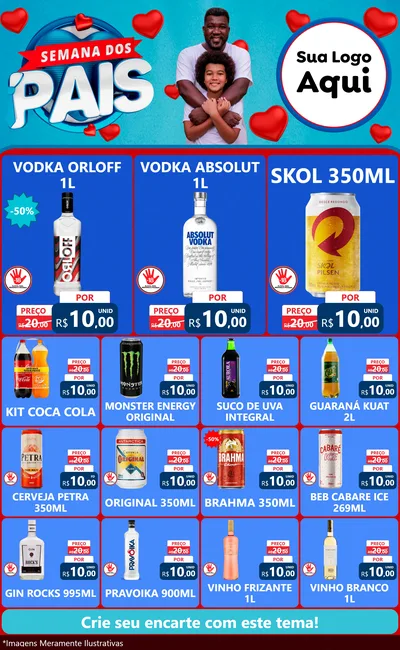 Modelo de Encarte para Encarte Grande com o tema Semana Dos Pais para Distribuidora de bebidas