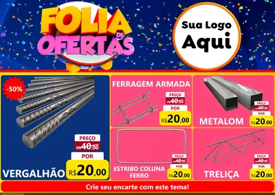 Modelo de Encarte para Encarte A4 Horizontal com o tema Folia de Ofertas para Ferragens