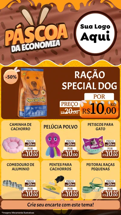 Modelo de Rede Social para Stories com o tema Páscoa da Economia para Pet Shop
