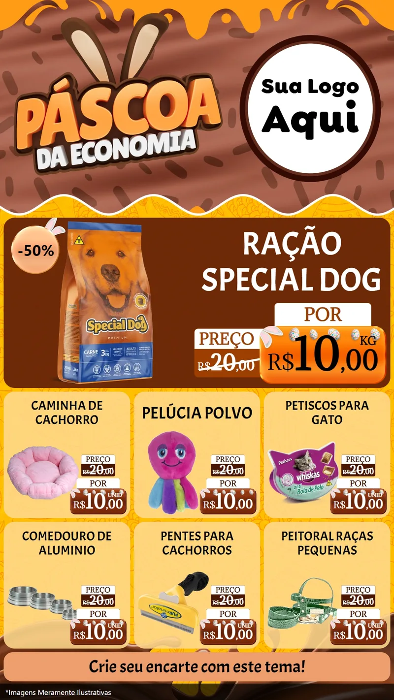 Modelo de Rede Social para Stories com o tema Páscoa da Economia para Pet Shop