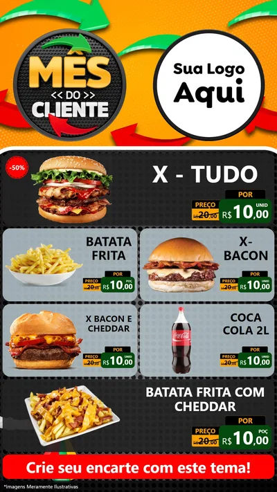 Modelo de TV para TV Vertical com o tema Mês do Cliente para Hamburgueria