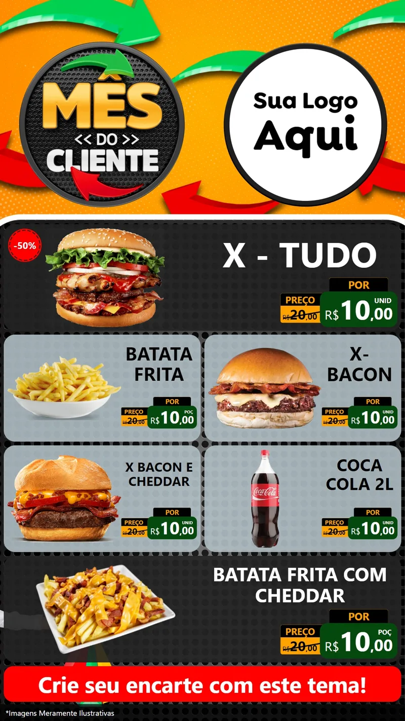 Modelo de TV para TV Vertical com o tema Mês do Cliente para Hamburgueria
