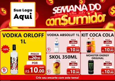 Modelo de Encarte para Encarte A4 Horizontal com o tema Semana do Consumidor para Distribuidora de bebidas