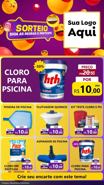 Modelo de Rede Social para Stories com o tema Sorteio para Produtos para Piscina