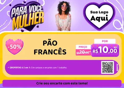Modelo de Cartaz para Cartaz A4 Horizontal com o tema Para Você, Mulher para Padaria