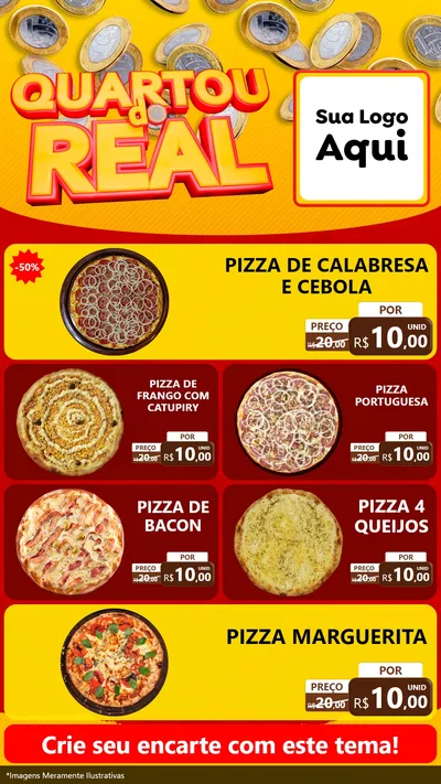 Modelo de TV para TV Vertical com o tema Quartou do Real para Pizzaria