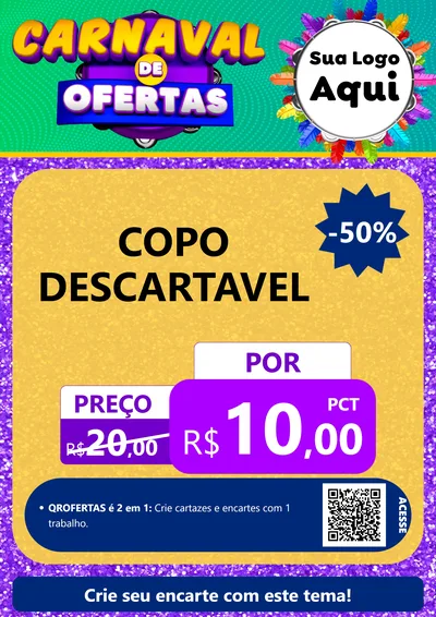 Modelo de Cartaz para Cartaz A4 Vertical com o tema Carnaval de Ofertas para Embalagens