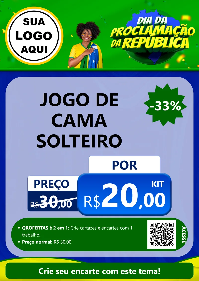 Modelo de Cartaz para Cartaz A4 Vertical com o tema Dia Da Proclamação Da República para Cama, Mesa e Banho
