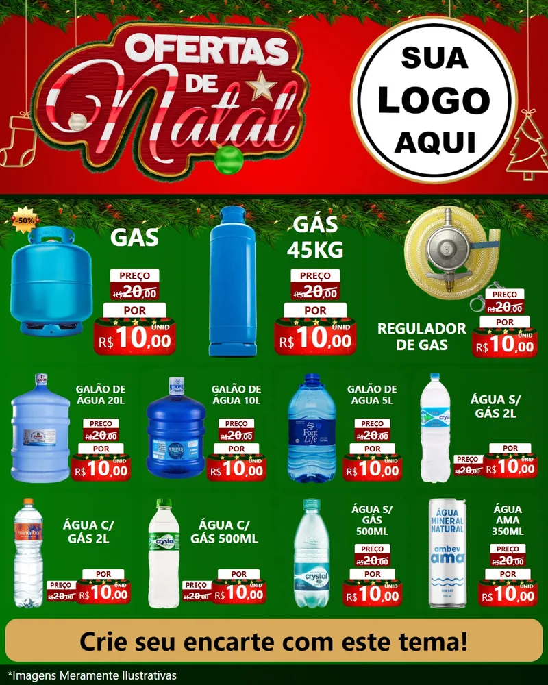 Modelo de Rede Social para Feed Instagram com o tema Ofertas de Natal para Água e gás