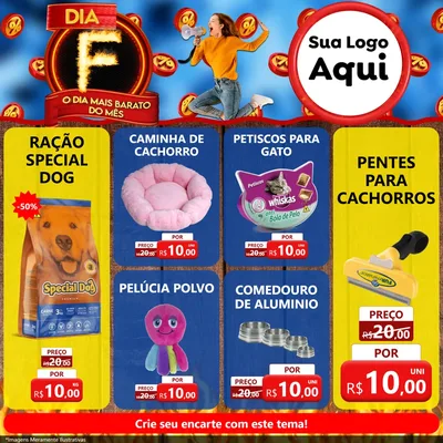 Modelo de Rede Social para Feed Facebook com o tema Dia F - O Dia Mais Barato Do Mês para Pet Shop