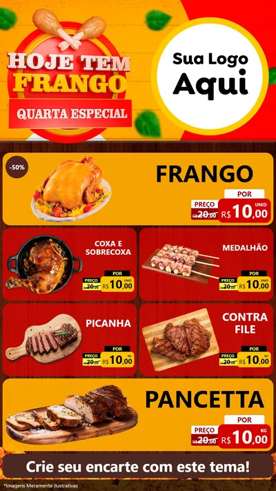 Modelo de TV para TV Vertical com o tema Hoje tem Frango Quarta Especial para Assados