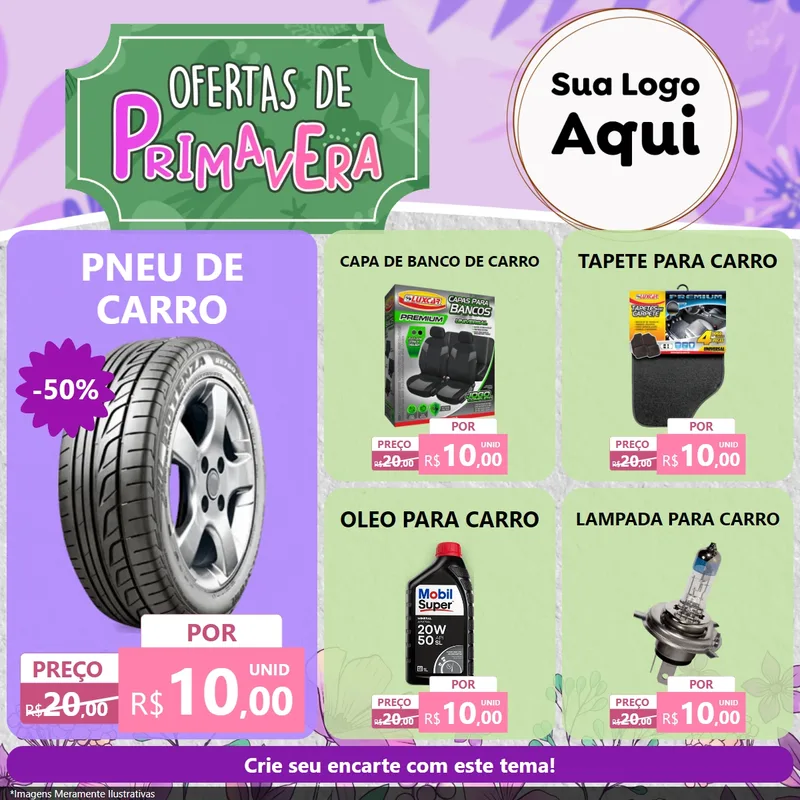 Modelo de Rede Social para Feed Facebook com o tema Ofertas de Primavera para Auto peças