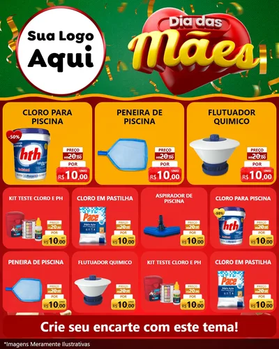 Modelo de Rede Social para Feed Instagram com o tema Dia das Mães para Produtos para Piscina