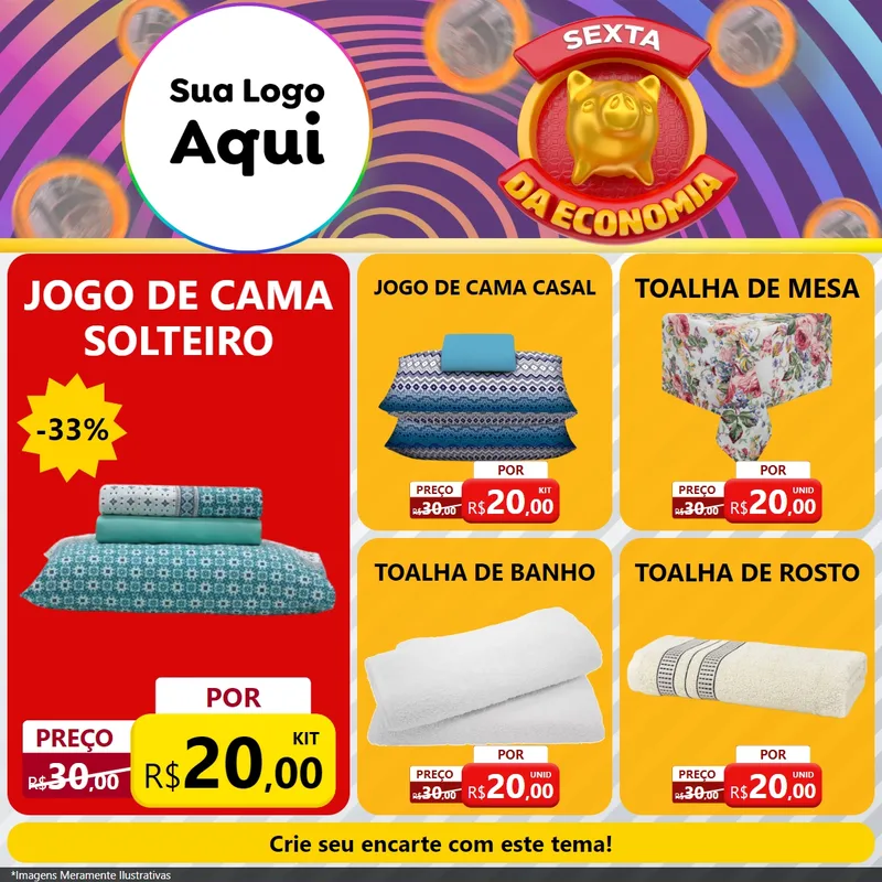 Modelo de Rede Social para Feed Facebook com o tema Sexta da Economia para Cama, Mesa e Banho