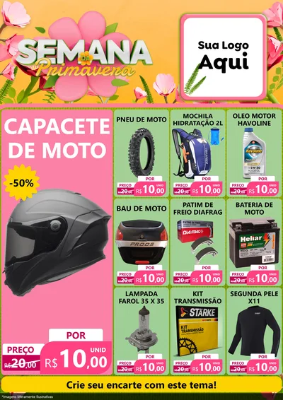Modelo de Encarte para Encarte A4 Vertical com o tema Semana da Primavera para Moto peças