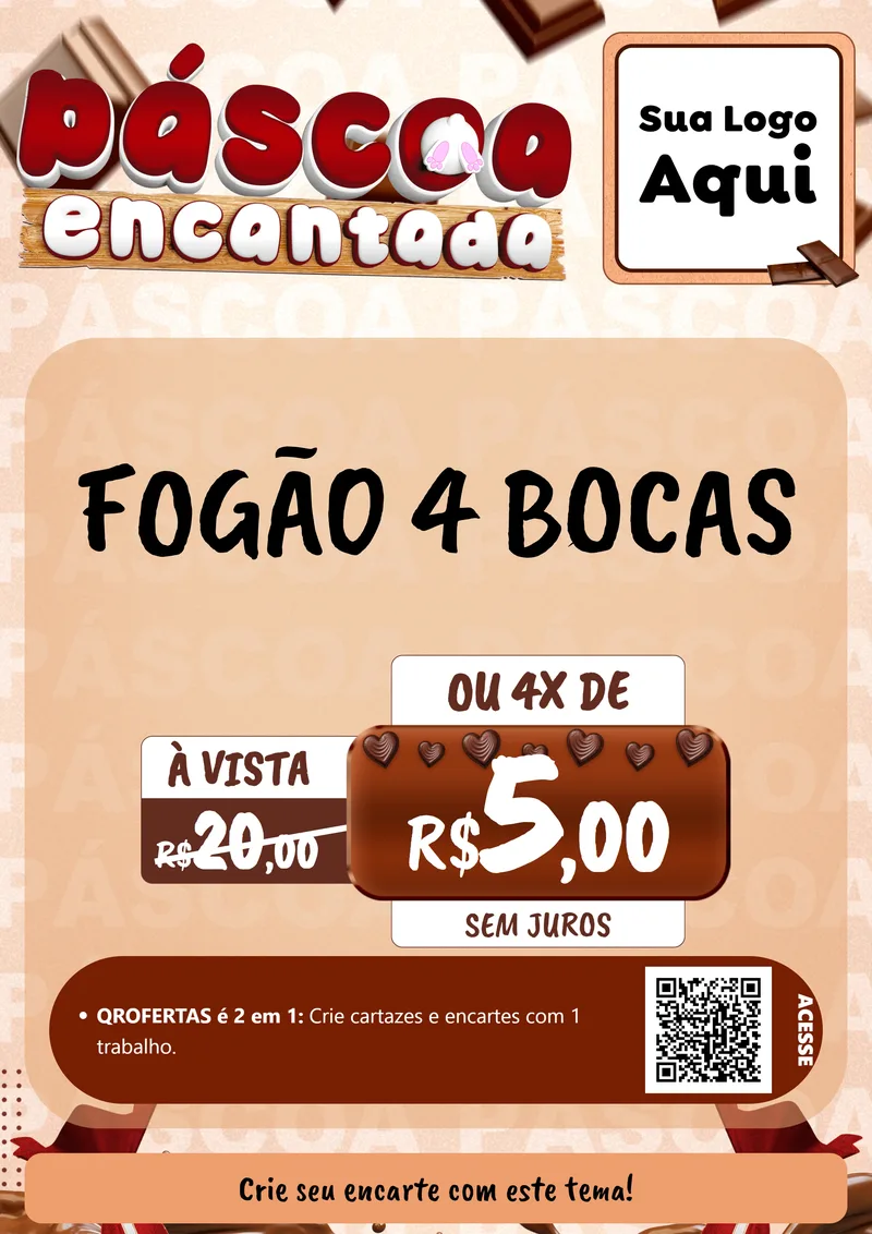 Modelo de Cartaz para Cartaz A4 Vertical com o tema Páscoa Encantada para Móveis e Eletro