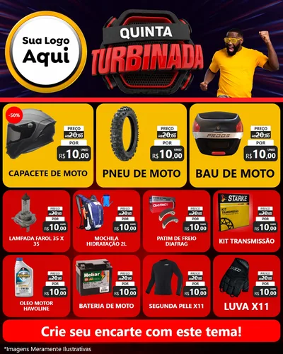 Modelo de Rede Social para Feed Instagram com o tema Quinta Turbinada para Moto peças
