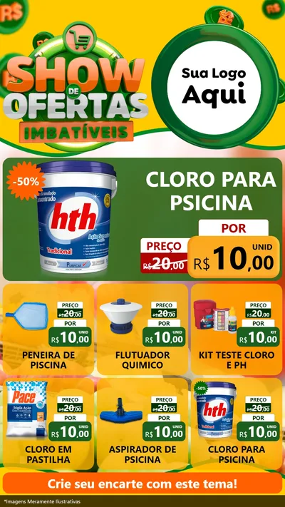 Modelo de Rede Social para Stories com o tema Show de Ofertas Imbatíveis para Produtos para Piscina