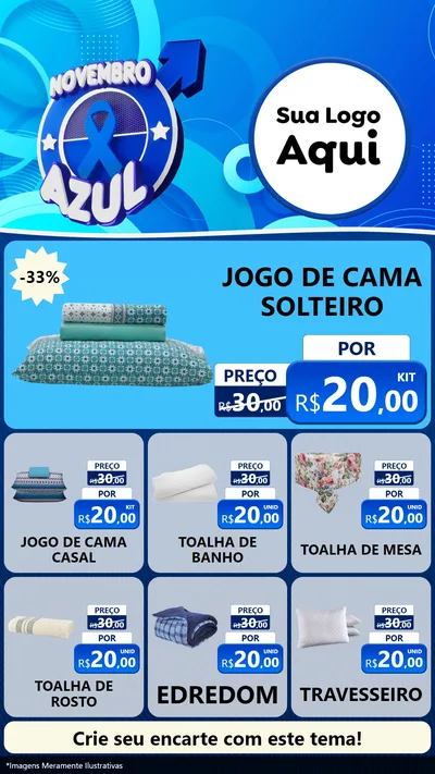 Modelo de Rede Social para Stories com o tema Novembro Azul para Cama, Mesa e Banho