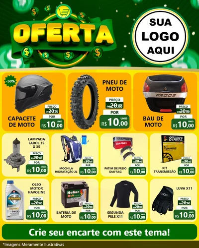 Modelo de Rede Social para Feed Instagram com o tema Oferta para Moto peças