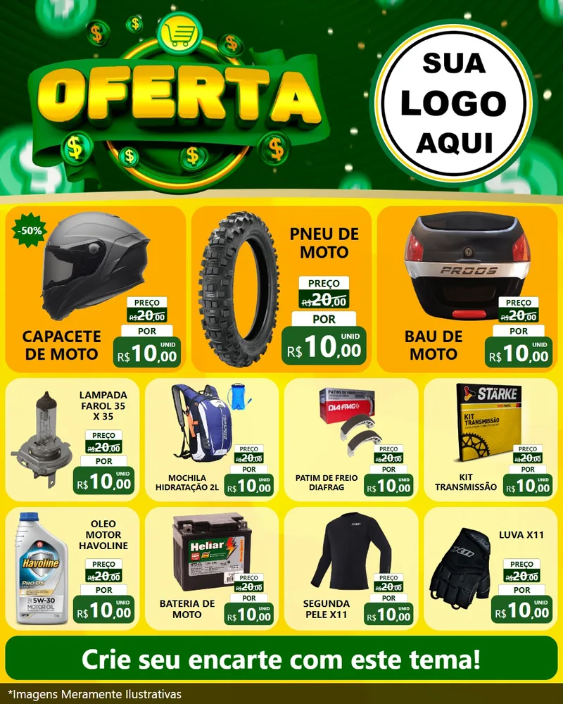 Modelo de Rede Social para Feed Instagram com o tema Oferta para Moto peças