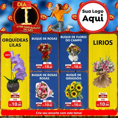 Modelo de Rede Social para Feed Facebook com o tema Dia I - O Dia Mais Barato Do Mês para Floricultura e jardim