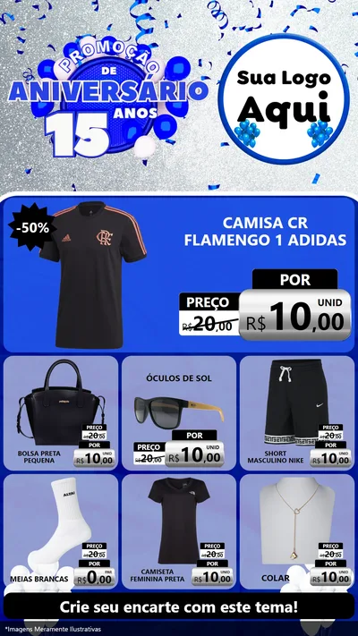 Modelo de Rede Social para Stories com o tema Promoção de Aniversário - 15 Anos para Roupas e acessórios