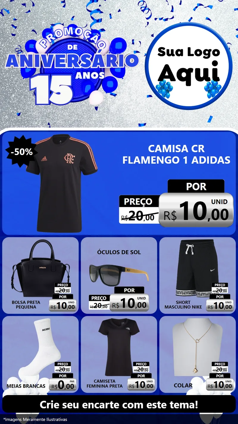Modelo de Rede Social para Stories com o tema Promoção de Aniversário - 15 Anos para Roupas e acessórios