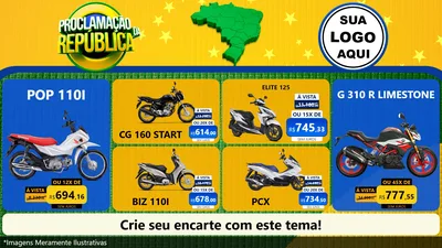 Modelo de TV para TV Horizontal com o tema Proclamação da República para Concessionaria de Motos