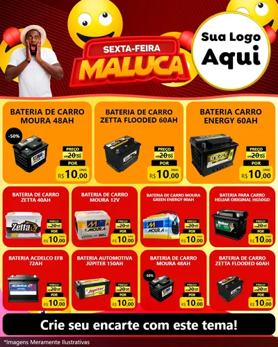 Modelo de Rede Social para Feed Instagram com o tema Sexta-feira Maluca para Baterias Elétricas